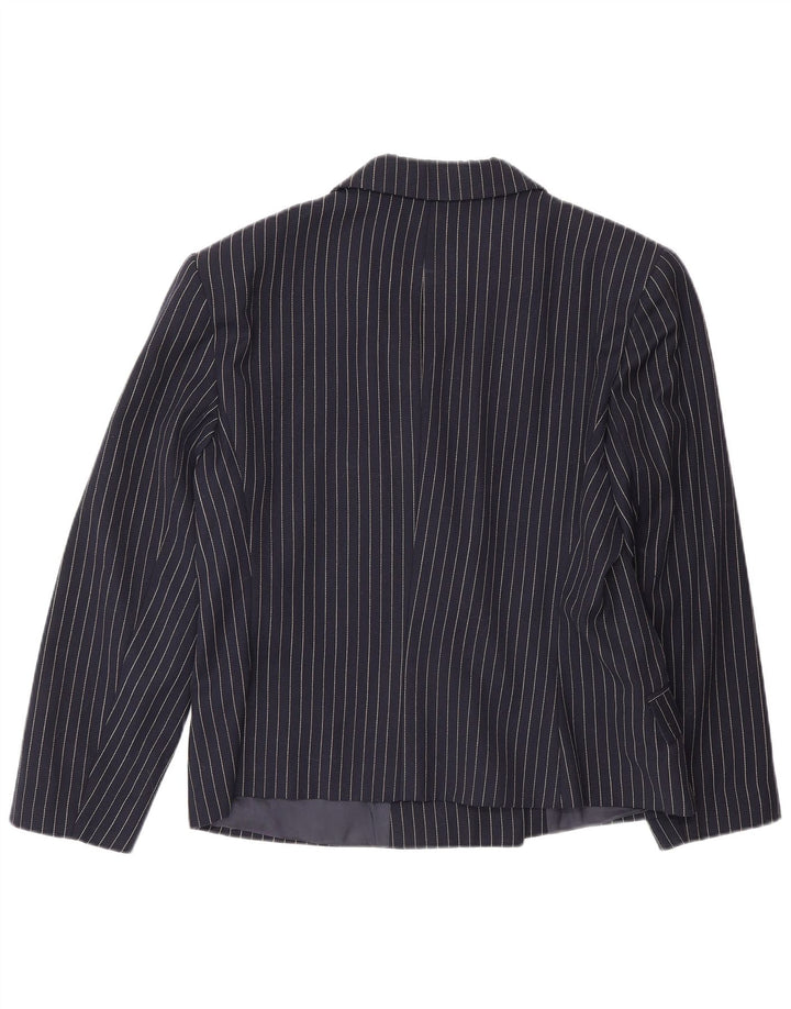 Vintage dame dobbeltradet blazerjakke IT 48 XL marineblå nålestribe