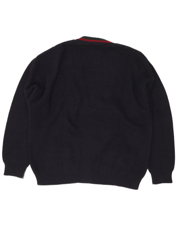 Il Granchio Herre Cardigan Sweater XL Marineblå Geometrisk Uld