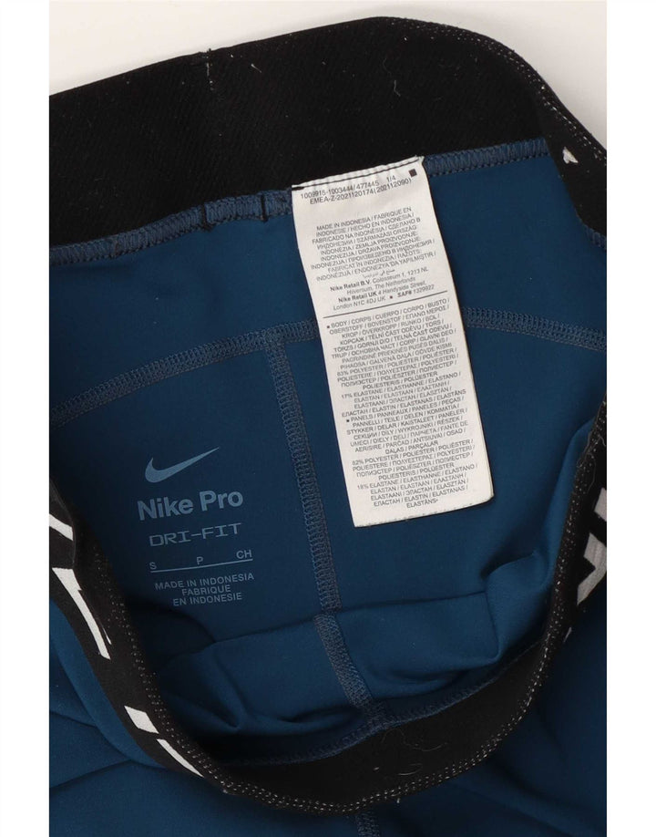Nike Dame Dri Fit Grafiske Leggings UK 10 Small Blue Colourblock Polyester