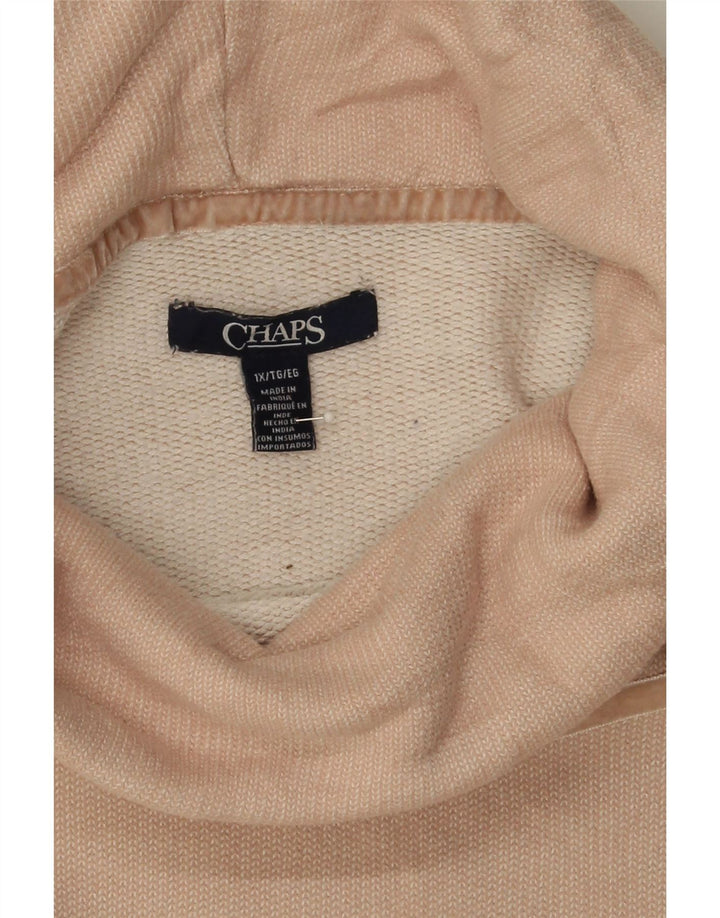 CHAPS Womens Oversized Roll Neck Sweatshirt Jumper UK 18 XL Beige Cotton Vintage Chaps and Second-Hand Chaps from Messina Hembry 