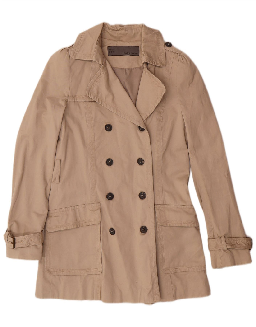 ZARA Trench Coat til kvinder UK 10 Lille beige bomuld