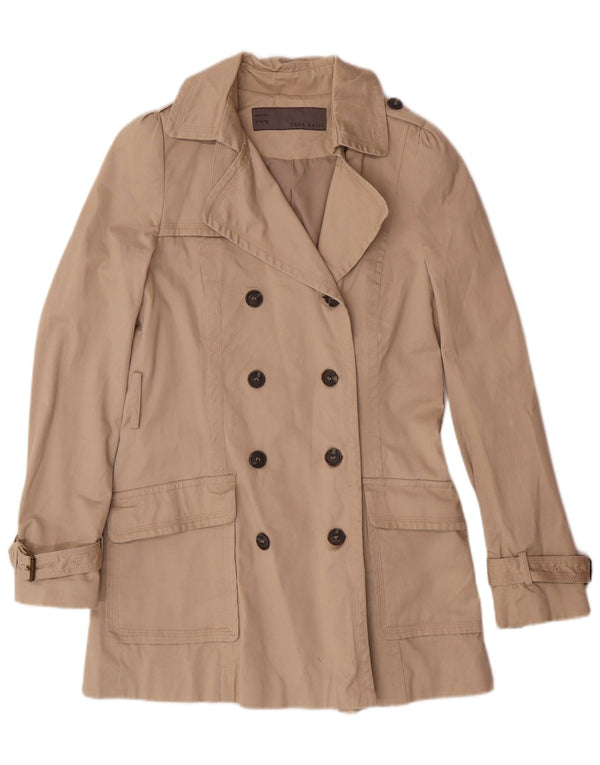 ZARA Trench Coat til kvinder UK 10 Lille beige bomuld