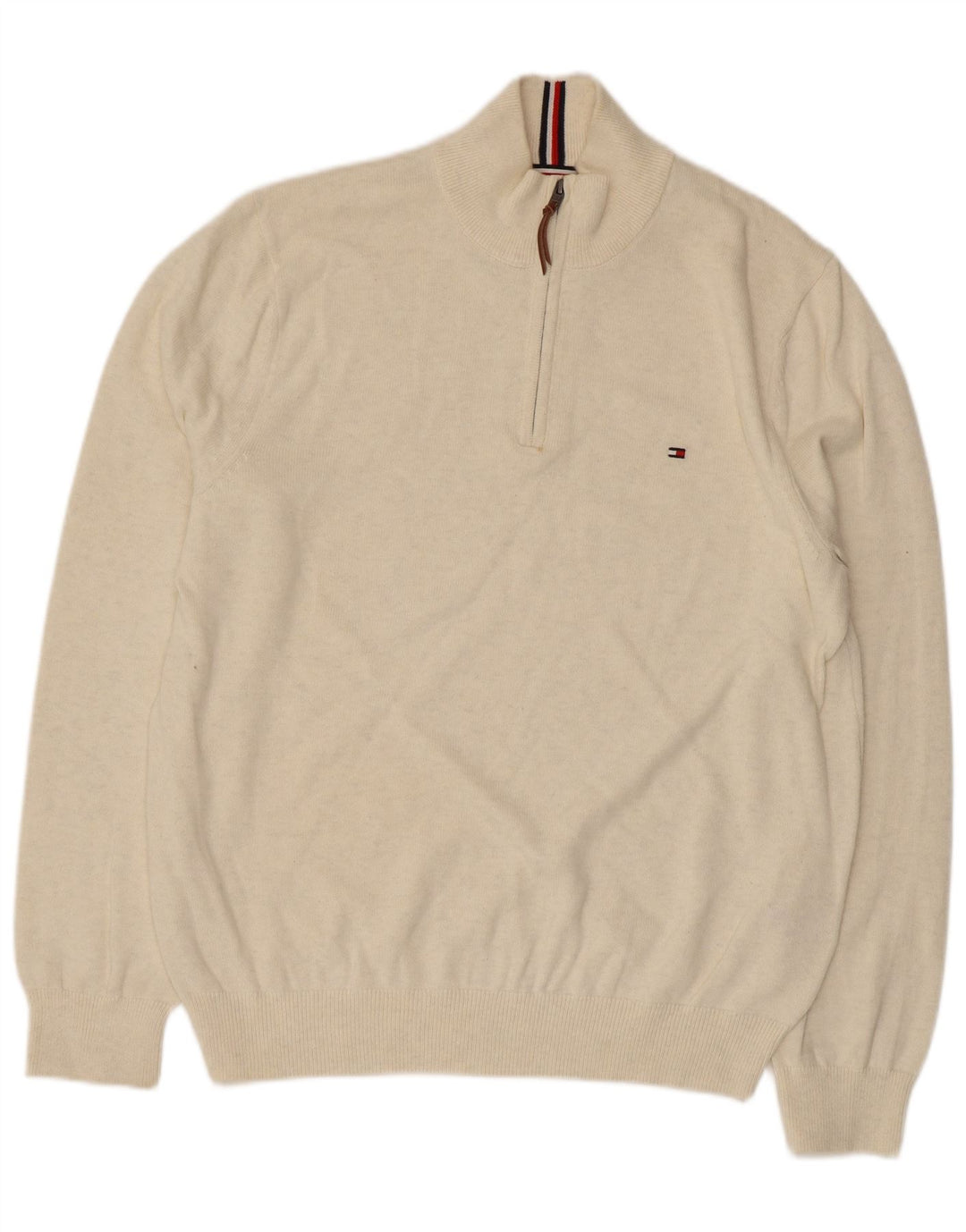 TOMMY HILFIGER Sweater med lynlås til mænd, stor off white bomuld