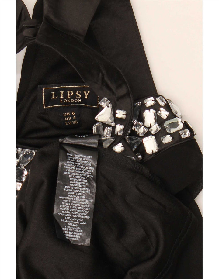 Lipsy Dame Halter Dress UK 8 Small Black Polyester