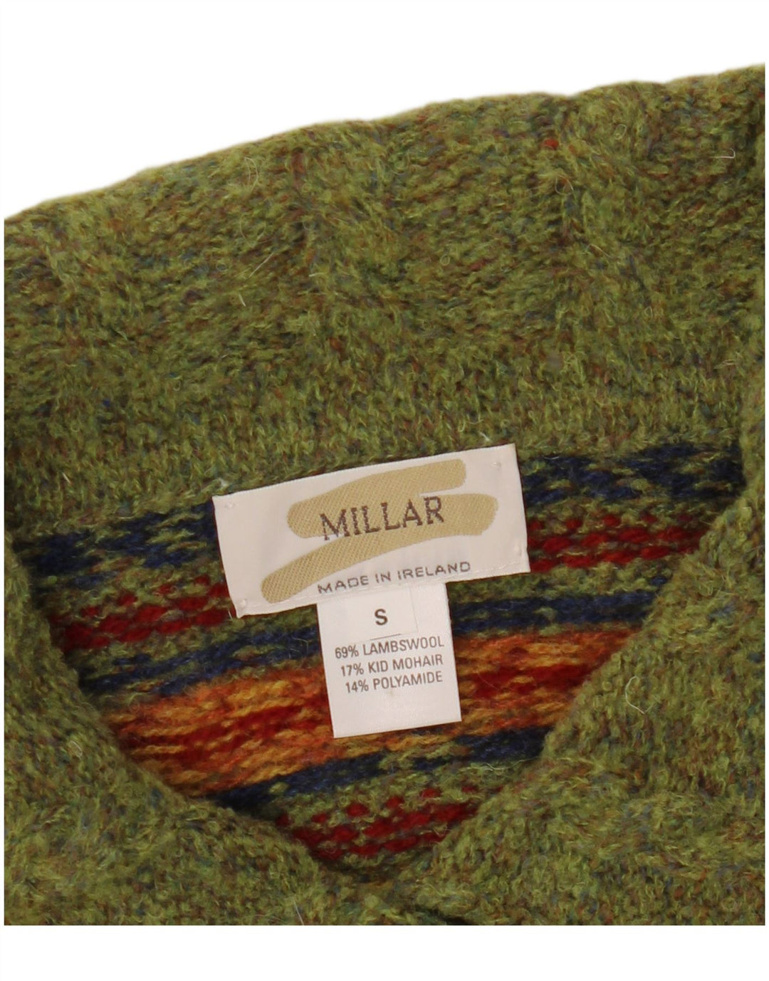 Millar Kvinders Oversized Cardigan Sweater UK 10 Small Khaki Fair Isle