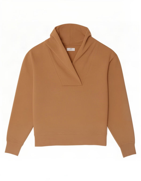 Zara Dame Shawl Neck Sweatshirt Jumper UK 14 Medium Beige Bomuld