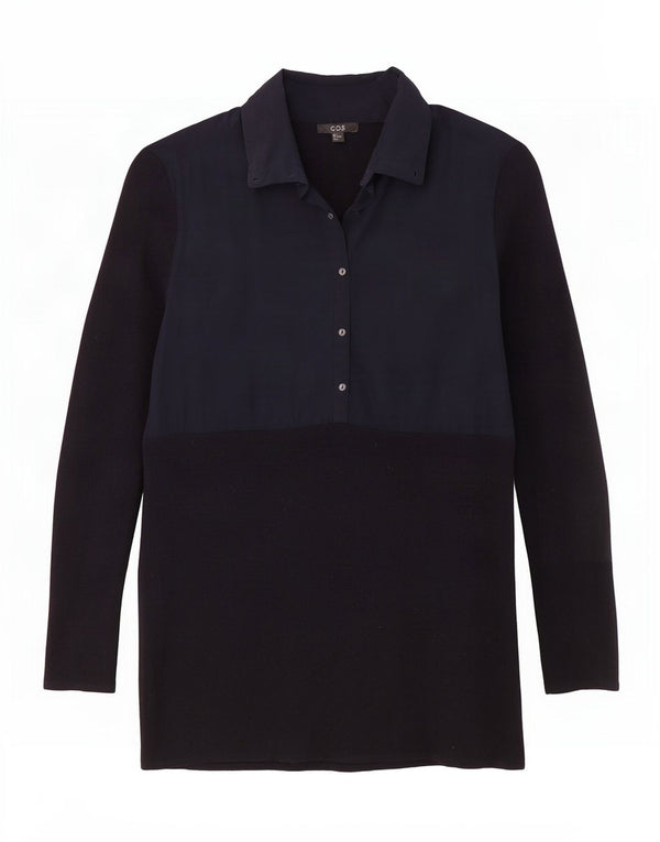 Cos Dame Jumper Dress UK 10 Small Navy Blue Wool