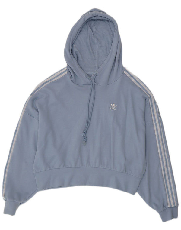 Adidas Dame Oversized Crop Hoodie Jumper UK 8 Small Blue Cotton