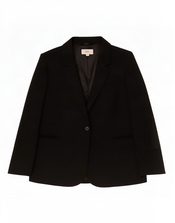 Marks & Spencer Dame 1 Knap Blazer Jacket UK 18 XL Sort Polyester