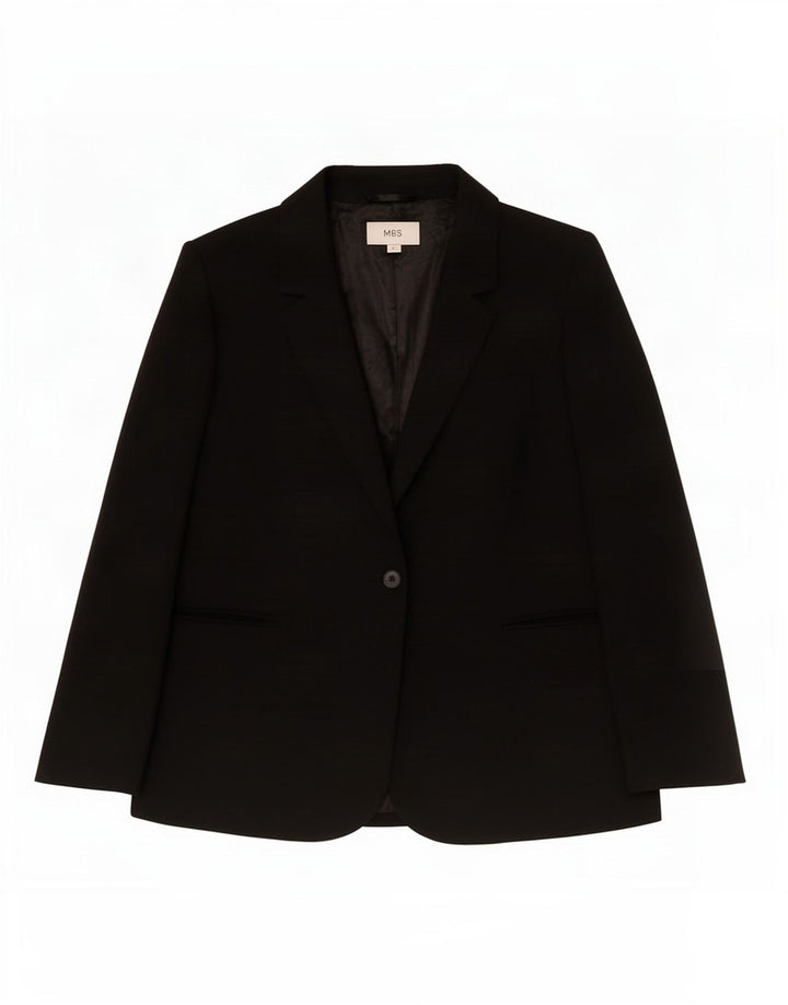 Marks & Spencer Dame 1 Knap Blazer Jacket UK 18 XL Sort Polyester