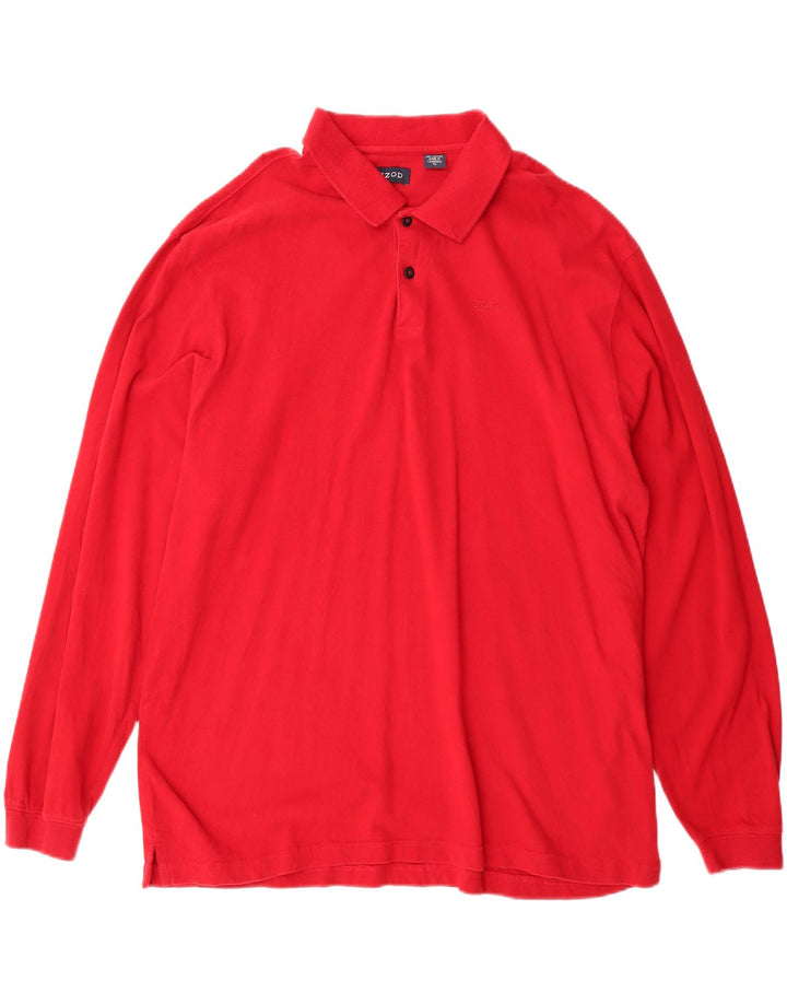 IZOD Mens Long Sleeve Polo Shirt XL Red Cotton Vintage Izod and Second-Hand Izod from Messina Hembry 