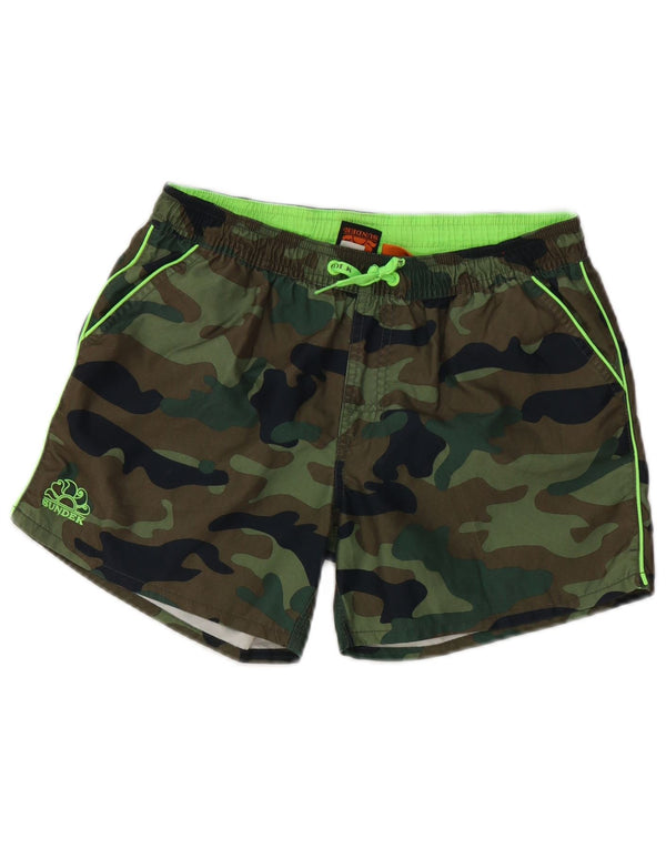 Sundek Boys Badeshorts 13-14 År Khaki Camouflage Polyester