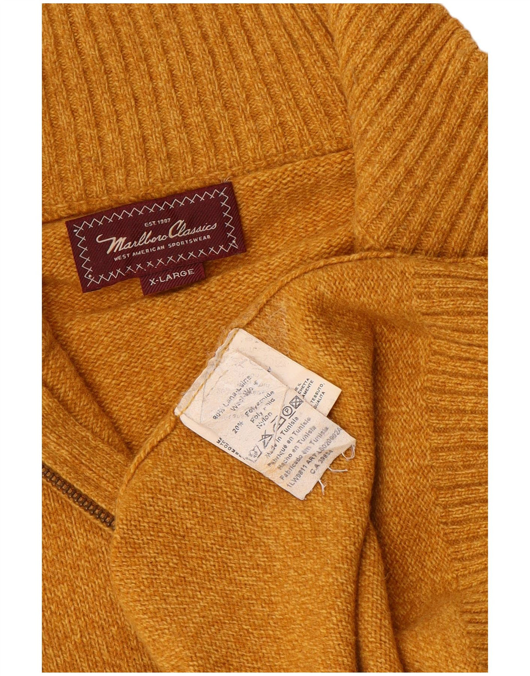 MARLBORO CLASSICS Sweater med lynlås til mænd XL brun uld