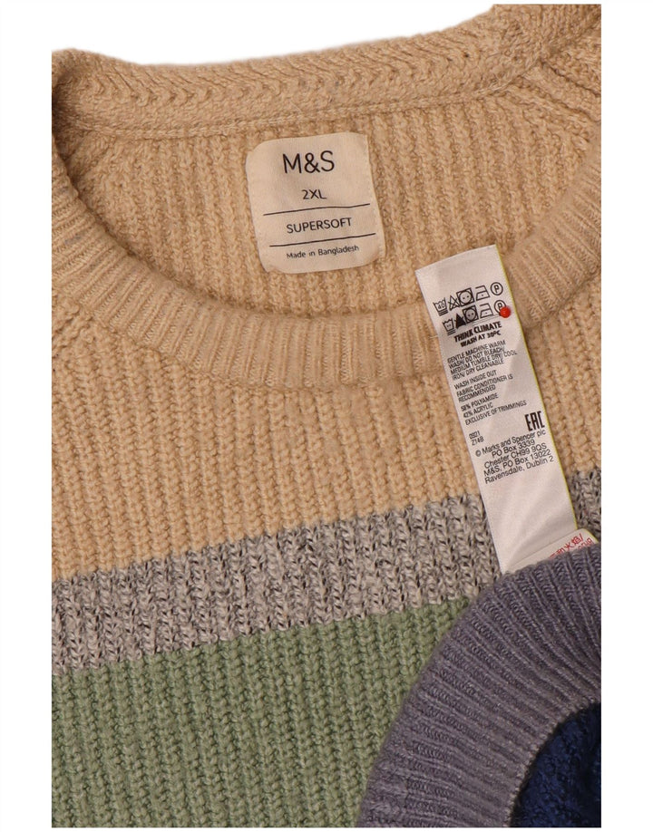 Marks & Spencer Herre Boat Neck Jumper Sweater 2XL Flerfarvet Stribet