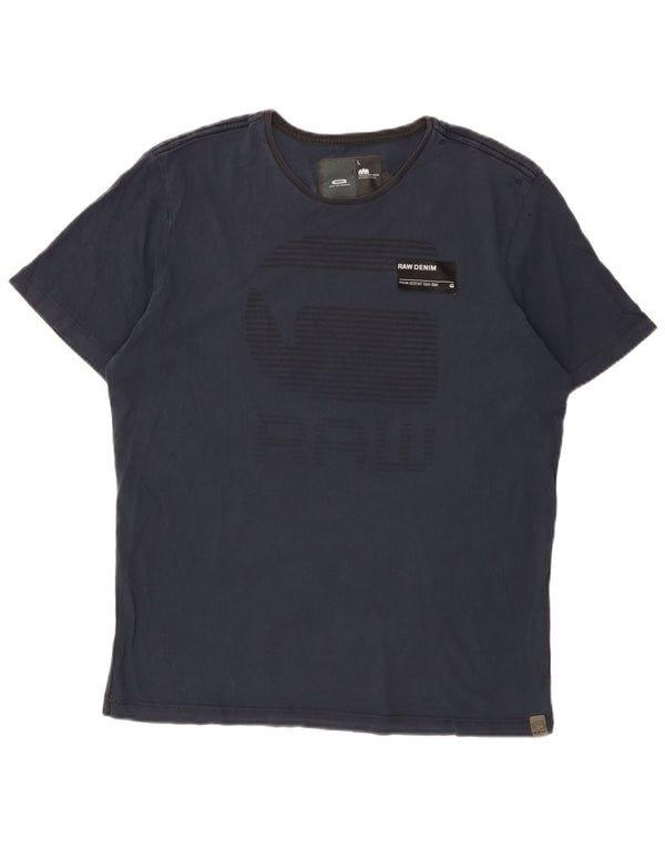 G-Star Herre grafisk T-shirt Top Stor marineblå bomuld