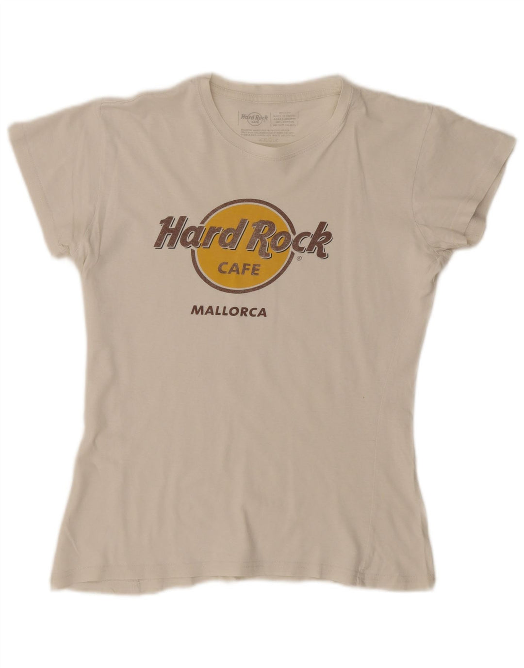 Hard Rock Cafe Dame Mallorca Grafisk T-Shirt Top UK 14 Medium White