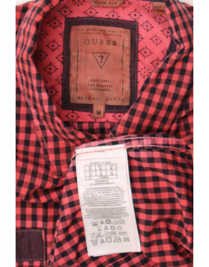 Guess Herre Slim Fit Shirt Medium Red Gingham Cotton