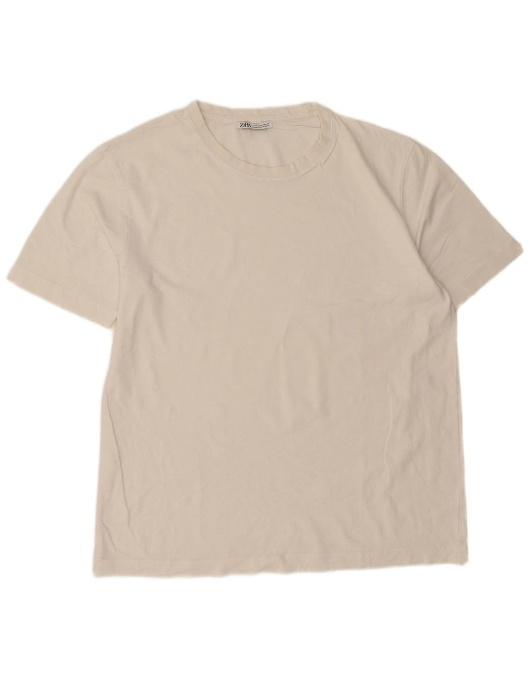 Zara Herre T-Shirt Top Medium Hvid Bomuld