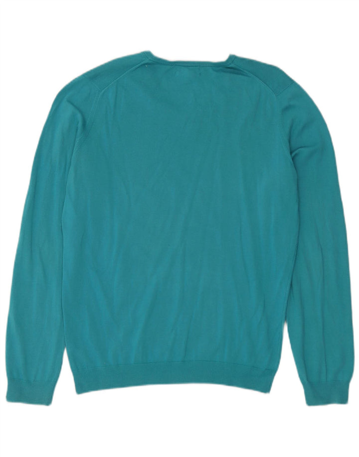 Massimo Dutti Dame V-hals sweater UK 14 Medium Blue Bomuld