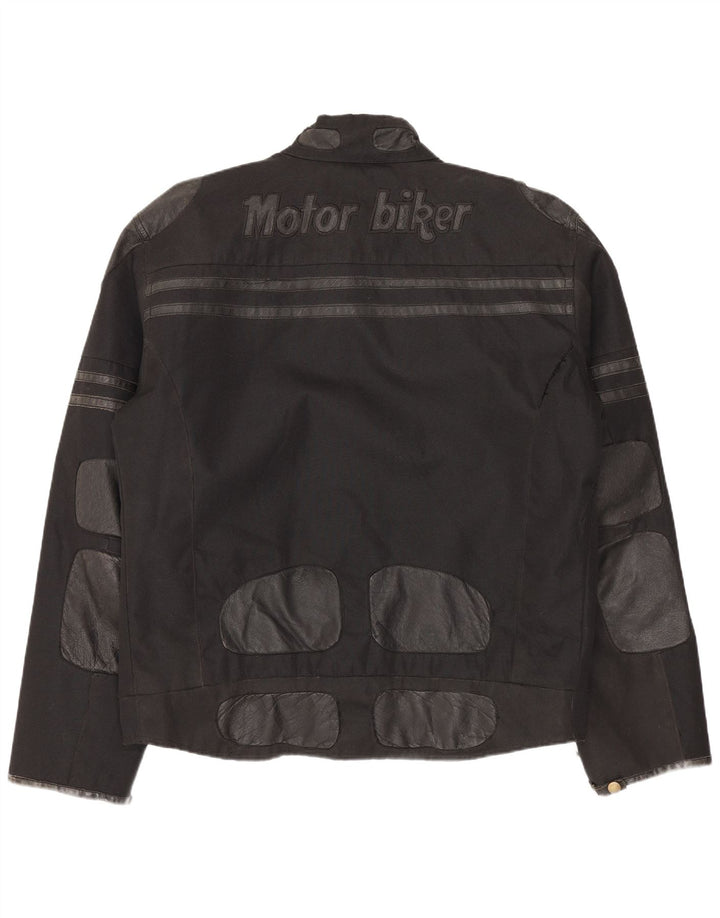 Master Herre Grafisk Biker Jacket UK 40 Stor Sort Nylon