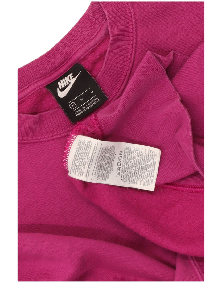 NIKE Womens Crop Oversized Sweatshirt Jumper UK 14 Medium Pink Bomuld