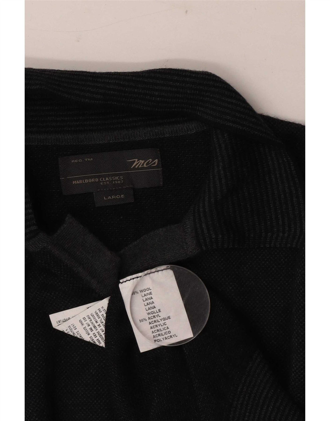Marlboro Classics Herre Polo Neck Jumper Sweater Stor Grå Uld