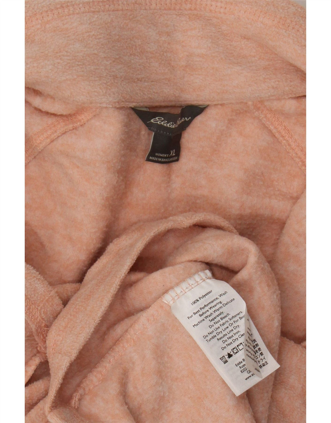 EDDIE BAUER Fleecetrøje med lynlås til kvinder UK 18 XL Orange Flecked