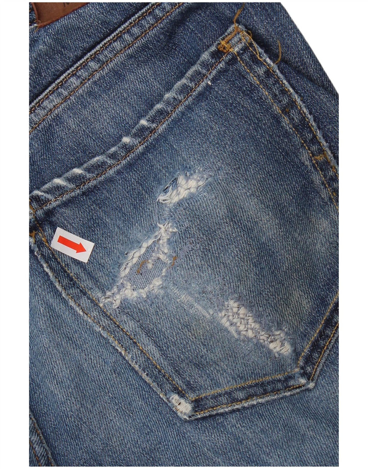 Massimo Dutti Herre Distressed Straight Jeans EU 42 Large W32 L29 Blå