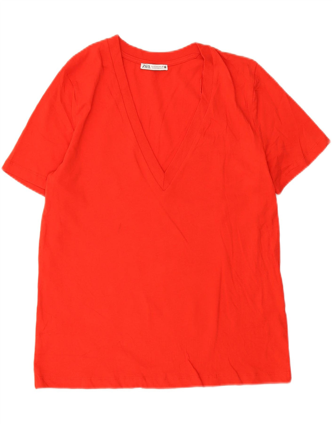 Zara Dame Oversized T-Shirt Top UK 10 Lille Rød Bomuld