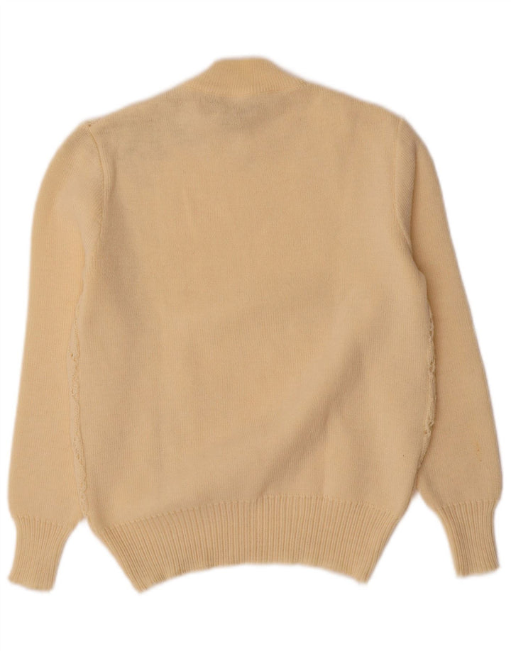 VINTAGE Dame Turtle Neck Sweater UK 10 Small Off White