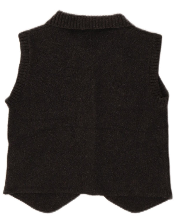 Zara Womens Crop Ærmeløs cardigantrøje UK 10 Lille brun polyester