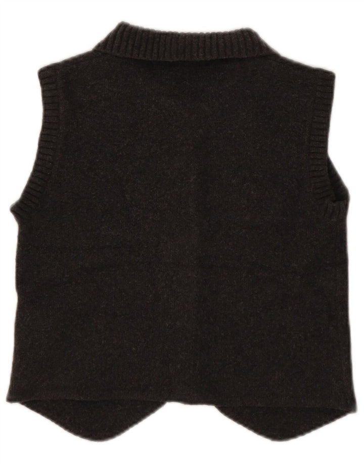Zara Womens Crop Ærmeløs cardigantrøje UK 10 Lille brun polyester