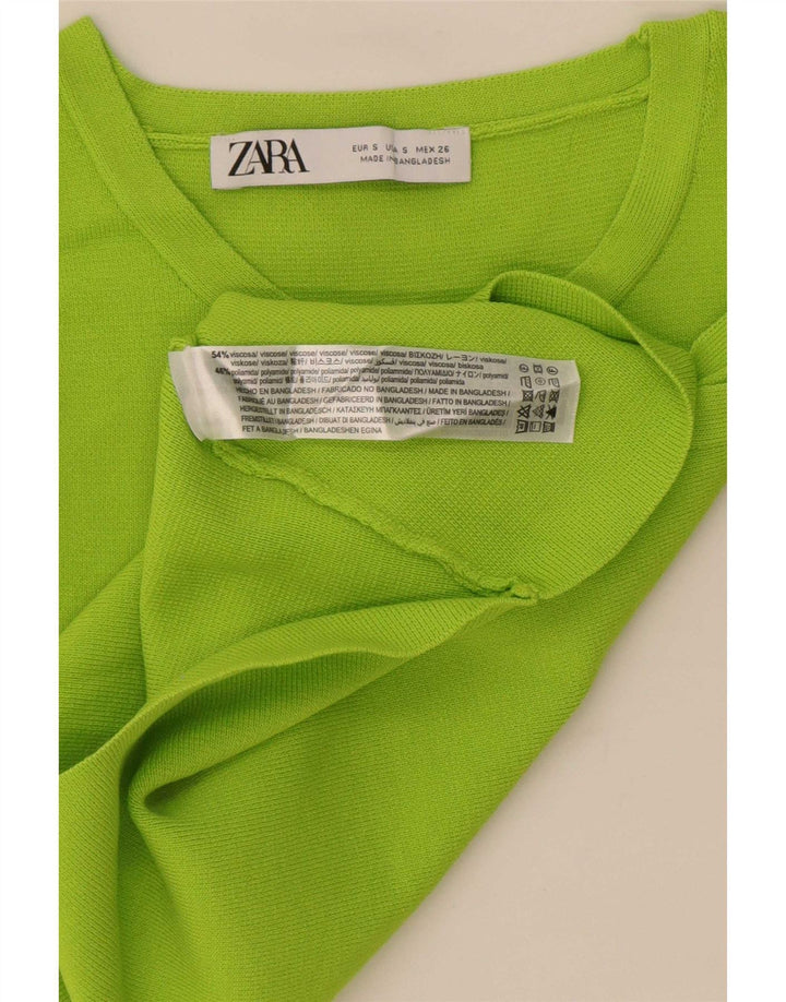 Zara Womens Crop Vest Top UK 8 Small Green Viscose