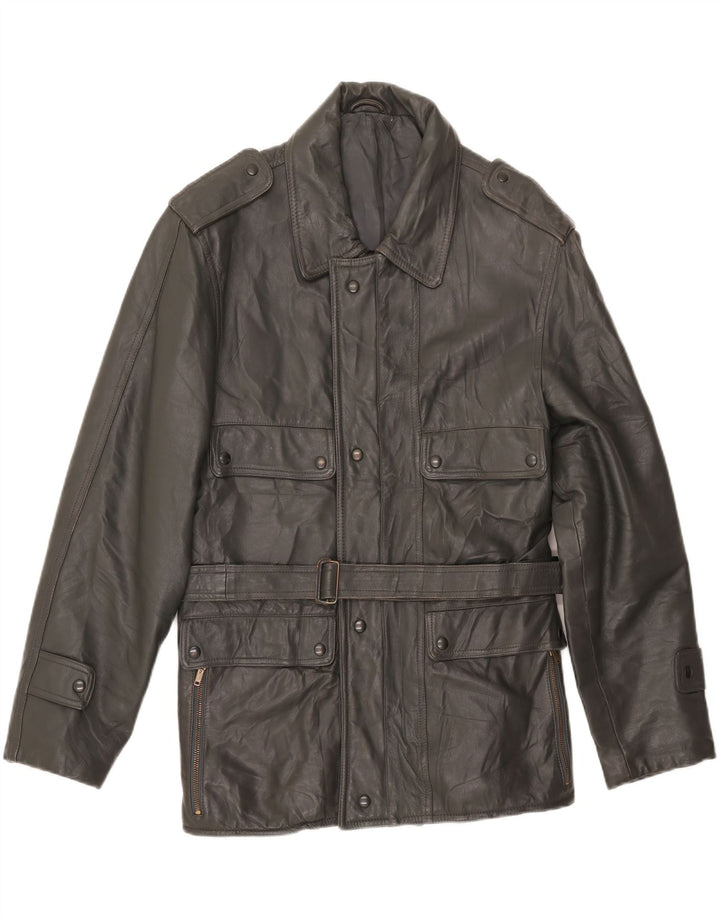 Vintage Herre Military Læderjakke UK 38 Medium Grey
