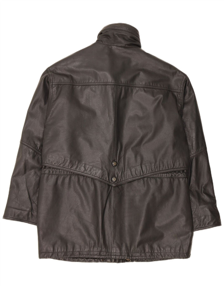 Yorn Dame Oversized Læderfrakke EU 40 Medium Sort