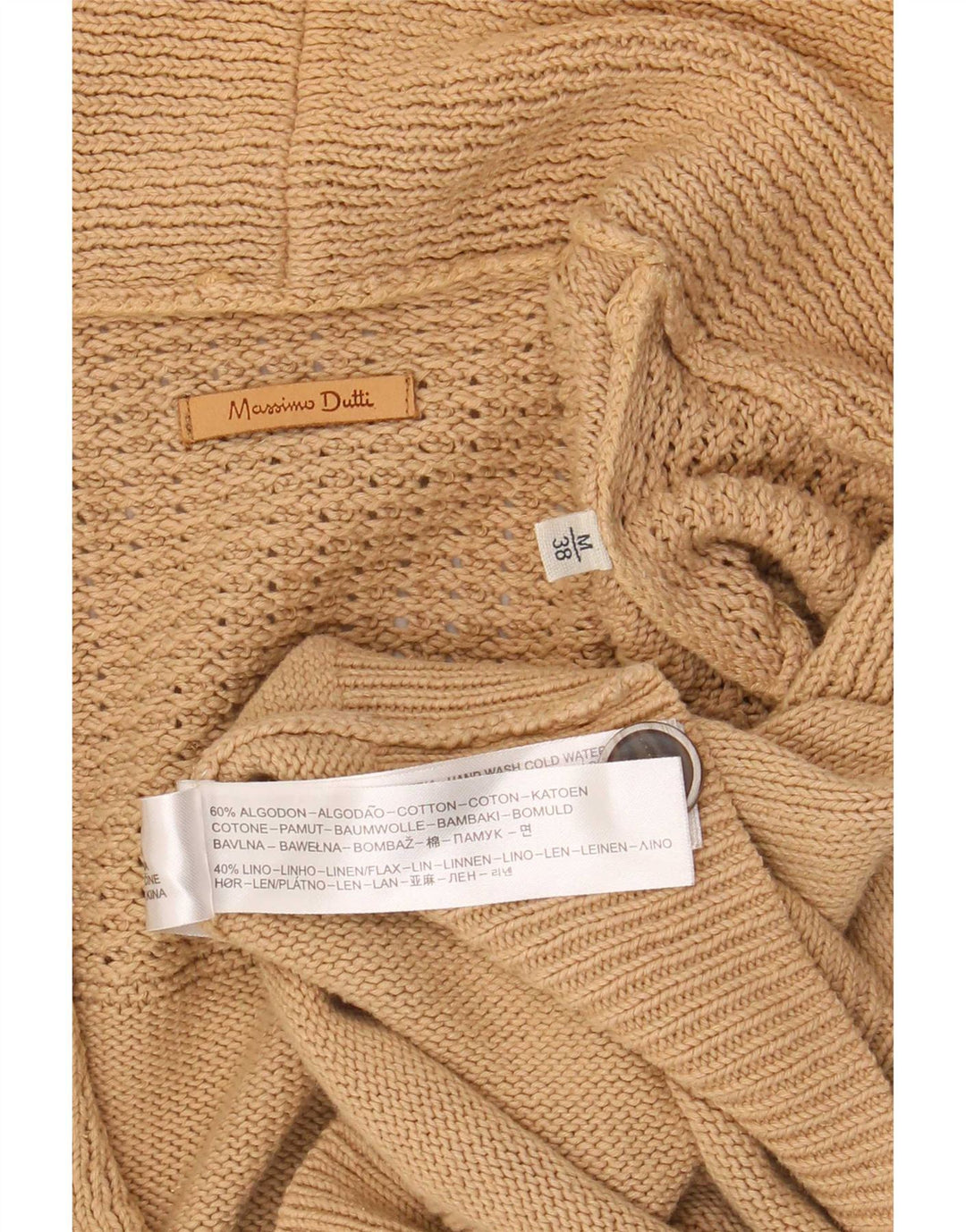 Massimo Dutti Herre Cardigan Sweater Medium Beige Bomuld