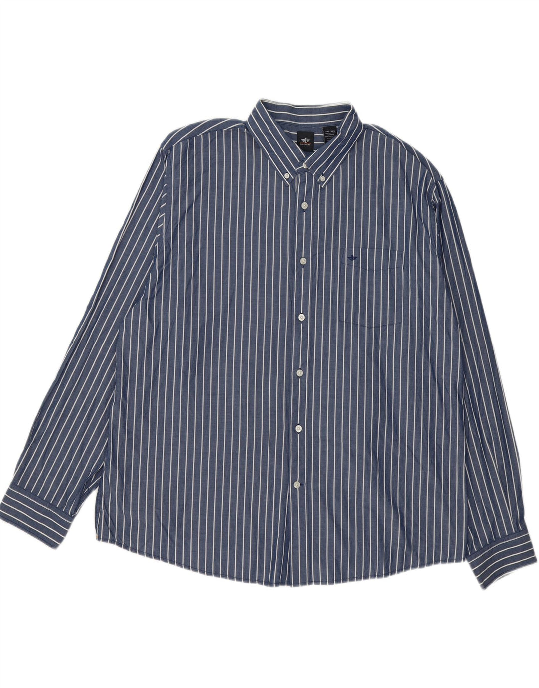 DOCKERS Mens Shirt 2XL Navy Blue Pinstripe Cotton Vintage Dockers and Second-Hand Dockers from Messina Hembry 