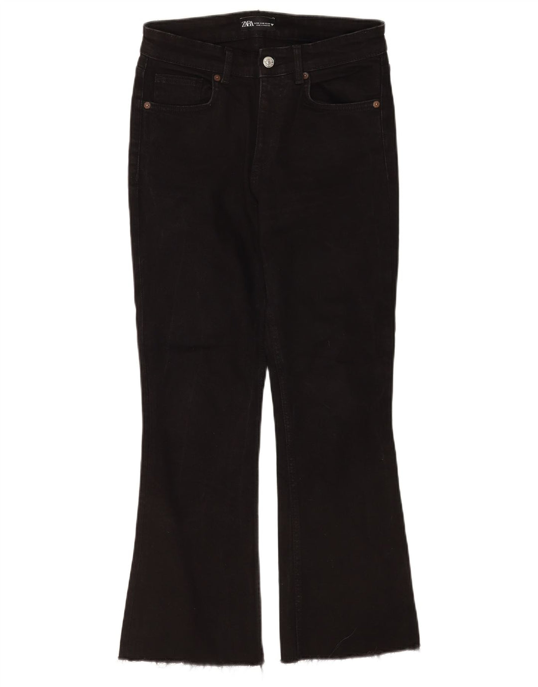 Zara Dame Flared Jeans EU 38 Small W28 L26 Sort Bomuld