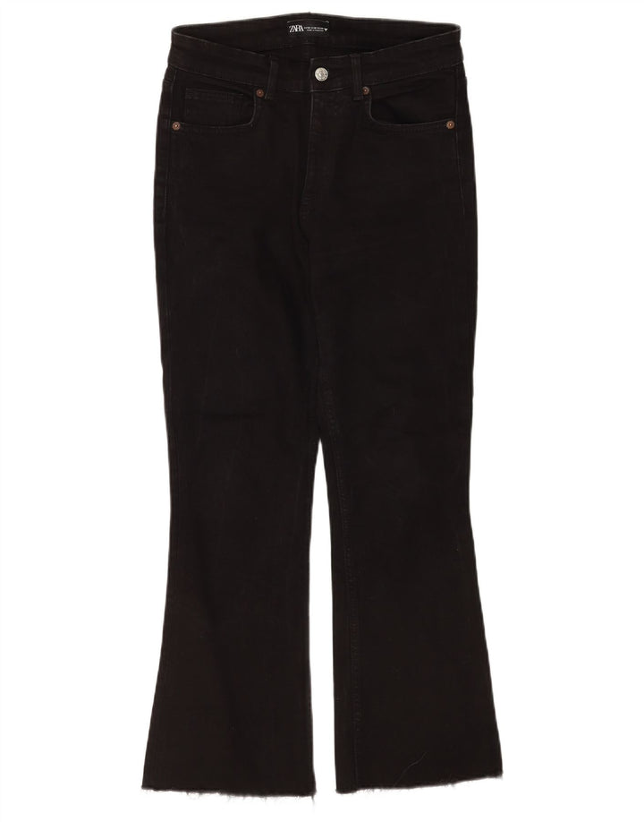 Zara Dame Flared Jeans EU 38 Small W28 L26 Sort Bomuld