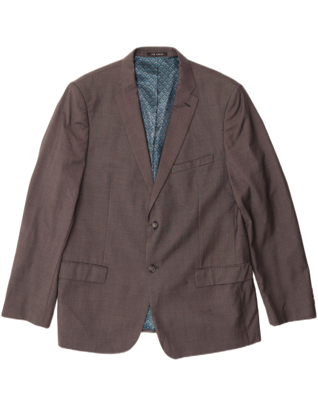 TED BAKER Mens 2 Button Blazer Jacket UK 46 3XL Grey Wool Vintage Ted Baker and Second-Hand Ted Baker from Messina Hembry 