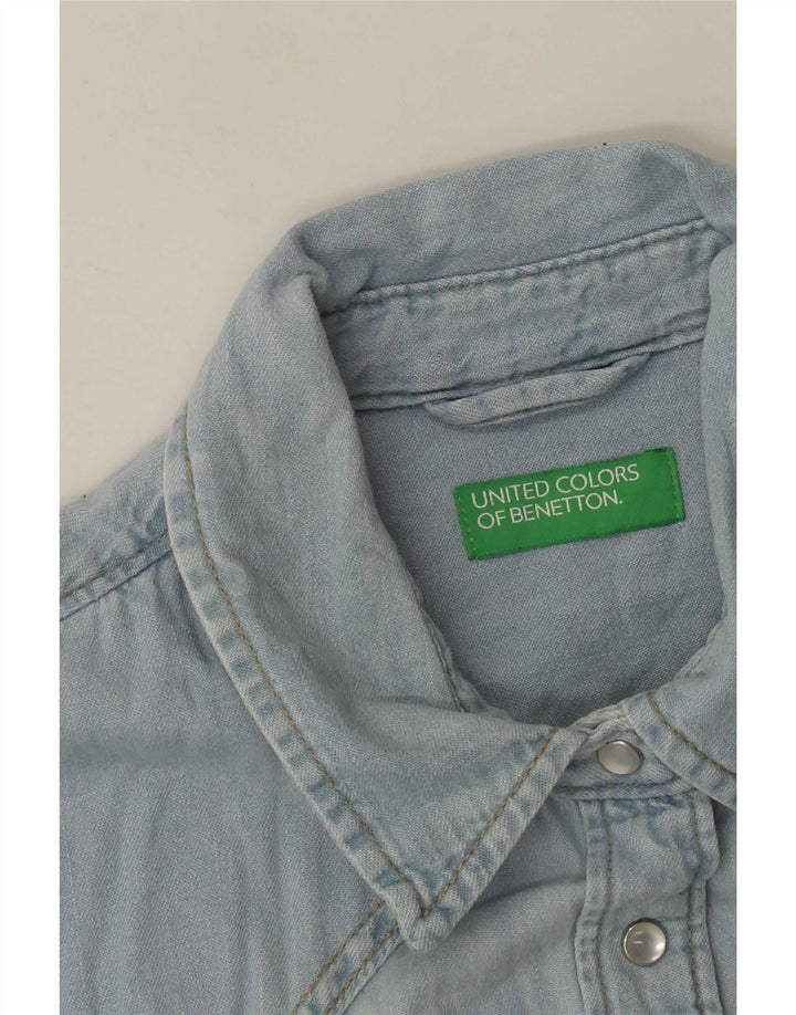 Benetton Dame Denim Shirt UK 10 Small Blue