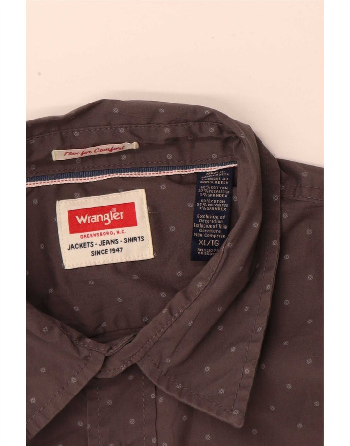 Wrangler Herre Flex for Comfort Regular Fit skjorte XL Grå plettet bomuld