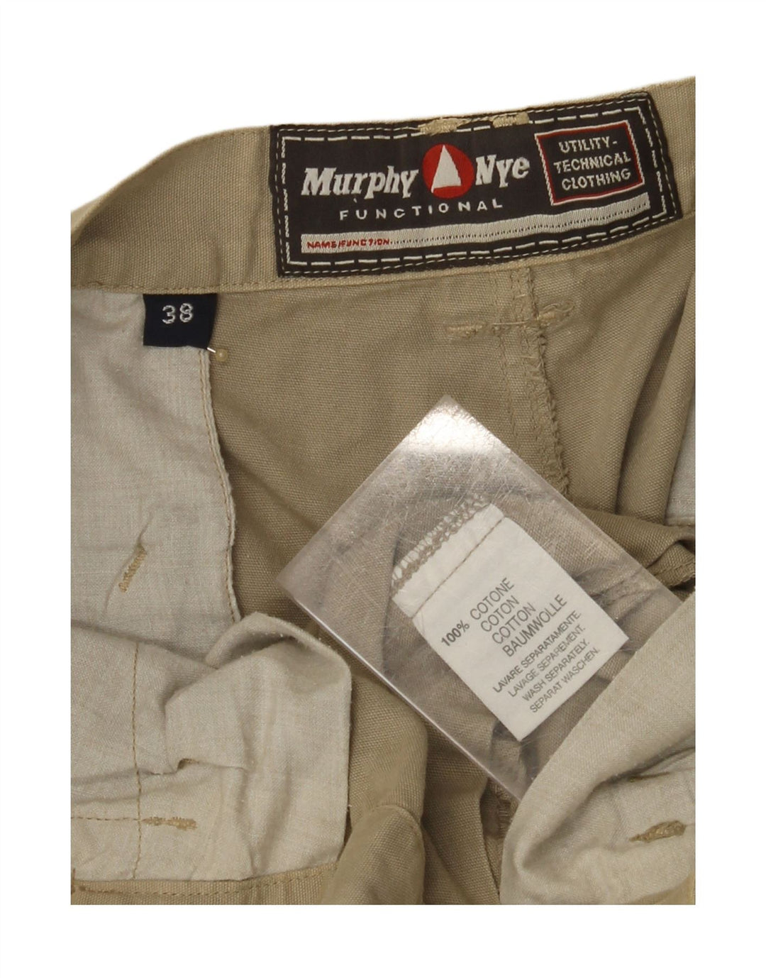 MURPHY & NYE Herre Cargo Shorts W38 XL Beige Bomuld