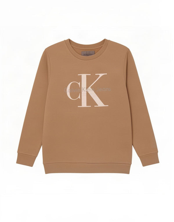 Calvin Klein Jeans Dame Grafisk Sweatshirt Jumper UK 10 Small Beige