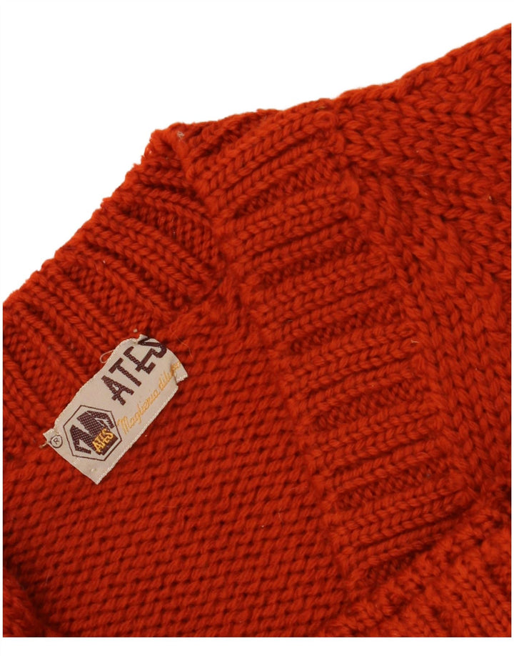 Vintage Dame V-hals sweater UK 14 Medium Rød