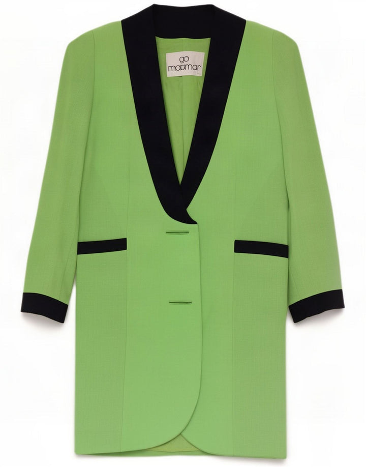 Gai Mattiolo Dame Longline Blazer Jacket IT 42 Medium Grøn Farveblok