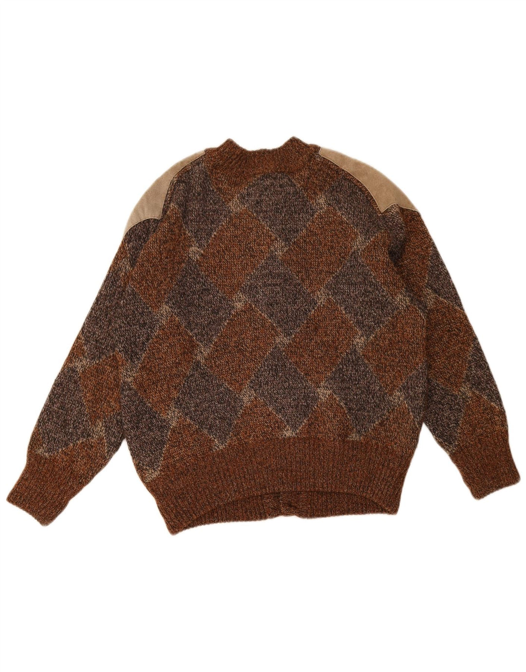 Vintage herre cardigan sweater Medium Brun Argyle/Diamond
