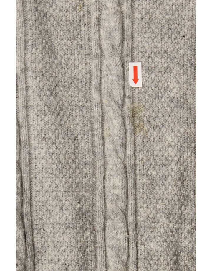Besætningstøj Herre Zip Neck Jumper Sweater Stor Grå Lammeuld