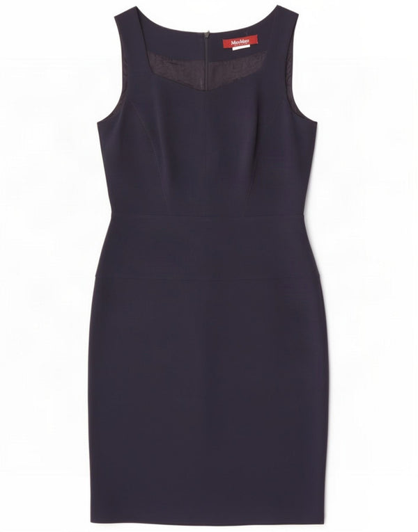 Max Mara Womens Sleeveless Sheath Dress UK 12 Medium Navy Blue