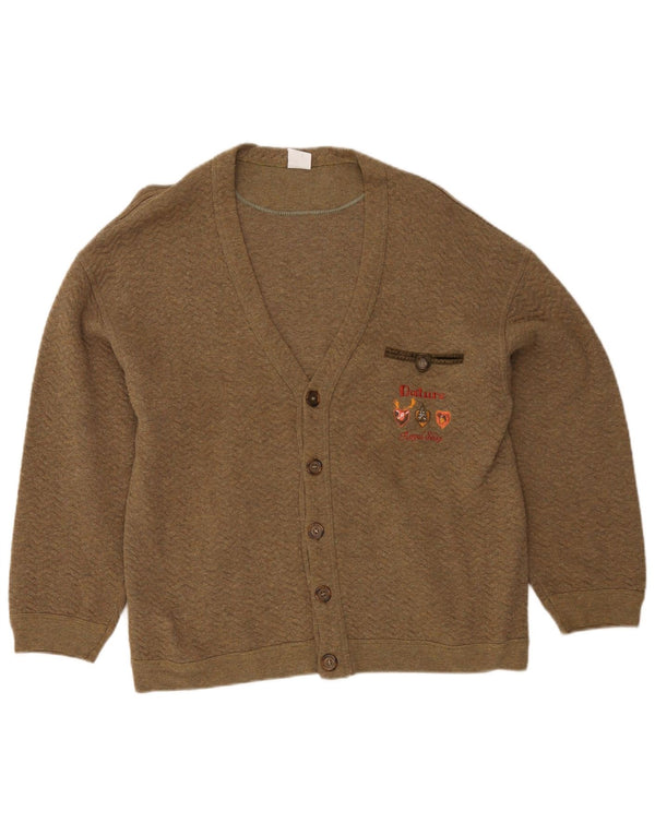 Vintage dame cardigan sweater UK 18 XL Khaki Bomuld